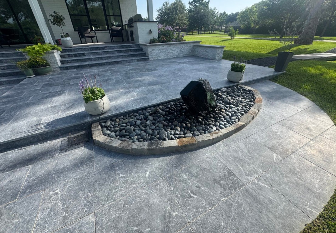 Professional concrete patio with decorative steps in Laguna Niguel, CA
